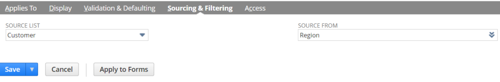 NetSuite source list tab
